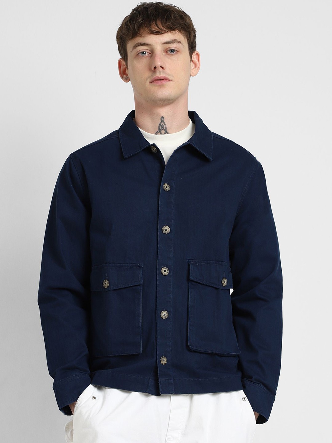 

FOREVER 21 Men Solid Tailored Jacket, Navy blue