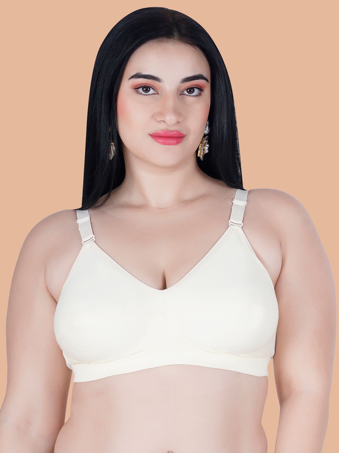 

Souminie Full Coverage Non Padded Cotton Everyday Bra- All Day Comfort, Beige