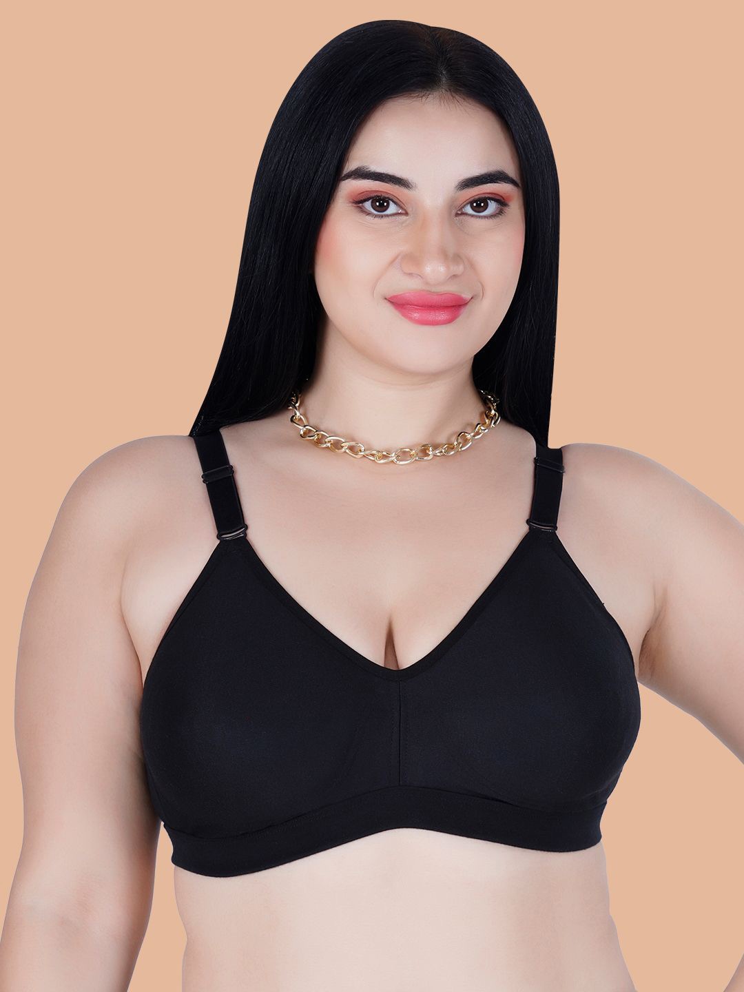 

Souminie Full Coverage Non Padded Cotton Everyday Bra- All Day Comfort, Black