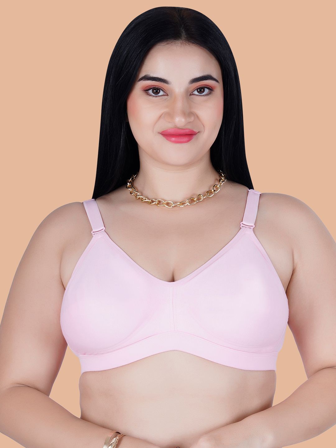 

Souminie Full Coverage Non Padded Cotton Everyday Bra- All Day Comfort, Pink