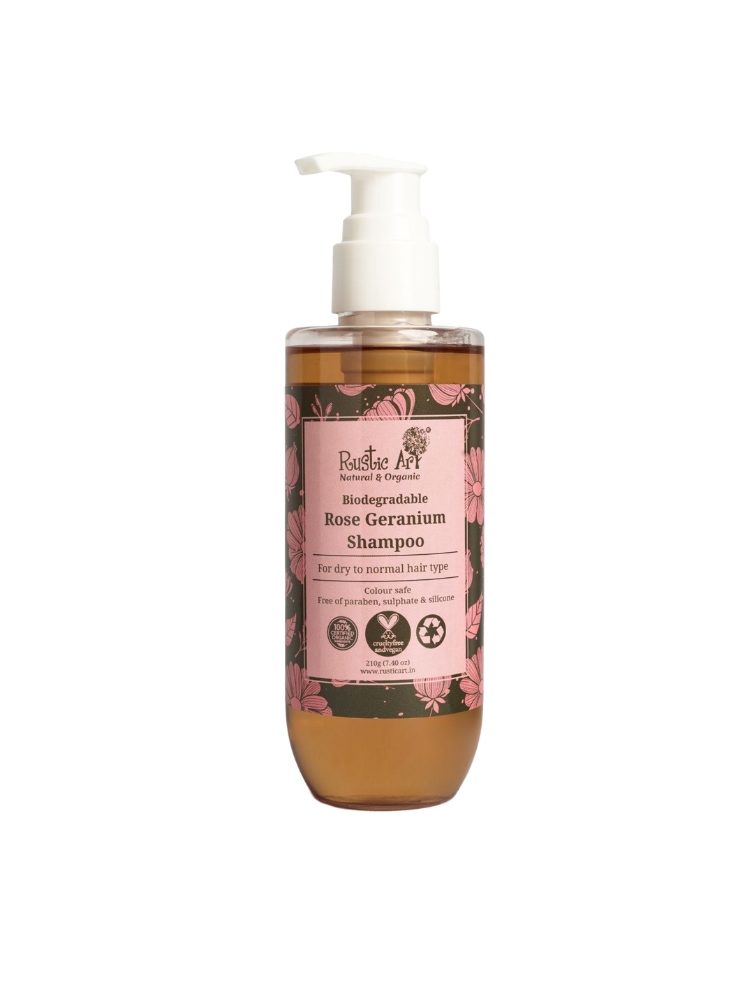 

Rustic Art Rose Geranium Shampoo - 210g, Pink