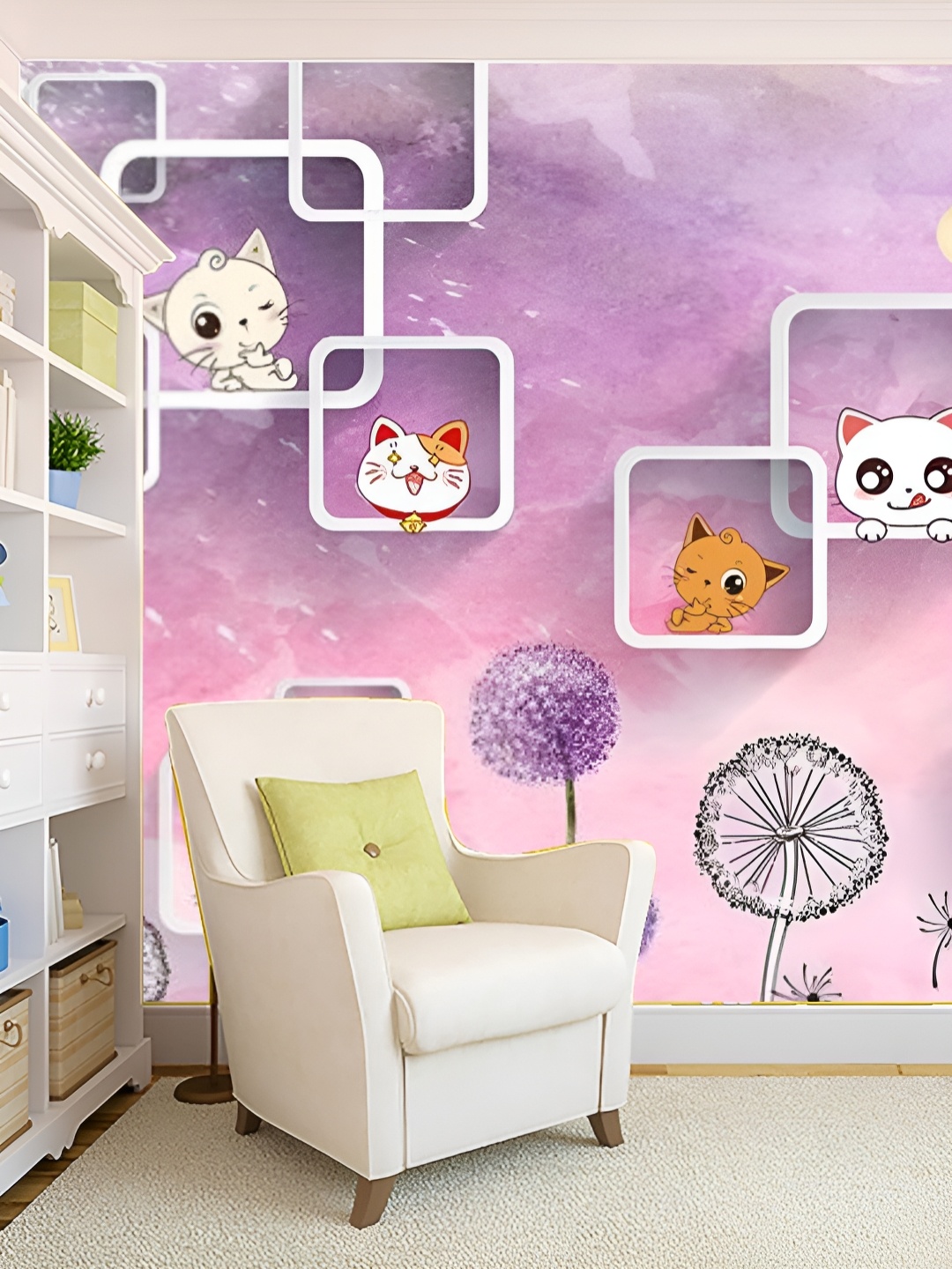 

Aura Purple & White 3D Printed Self Adhesive Wall Sticker