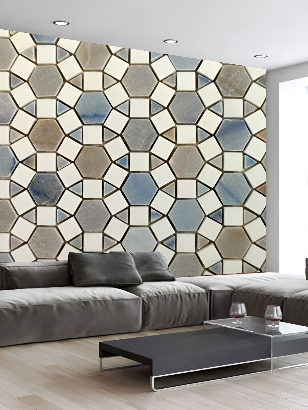 

Aura White & Blue 3D Printed Self Adhesive Wall Sticker