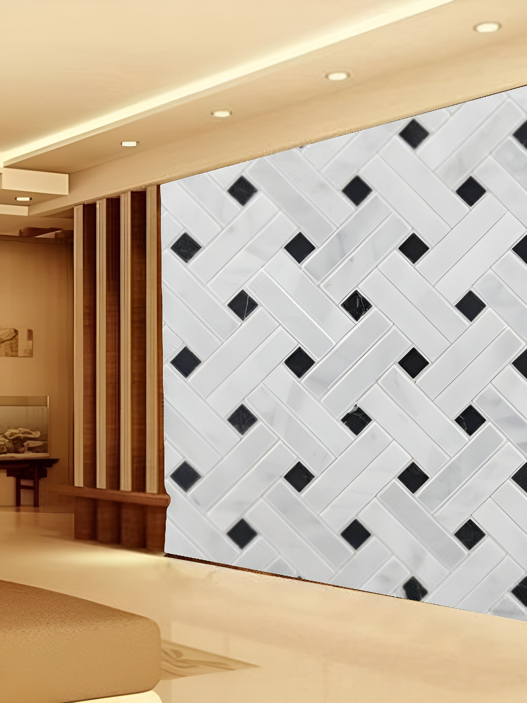 

Aura White & Black Self Adhesive Printed 3D Wall Sticker