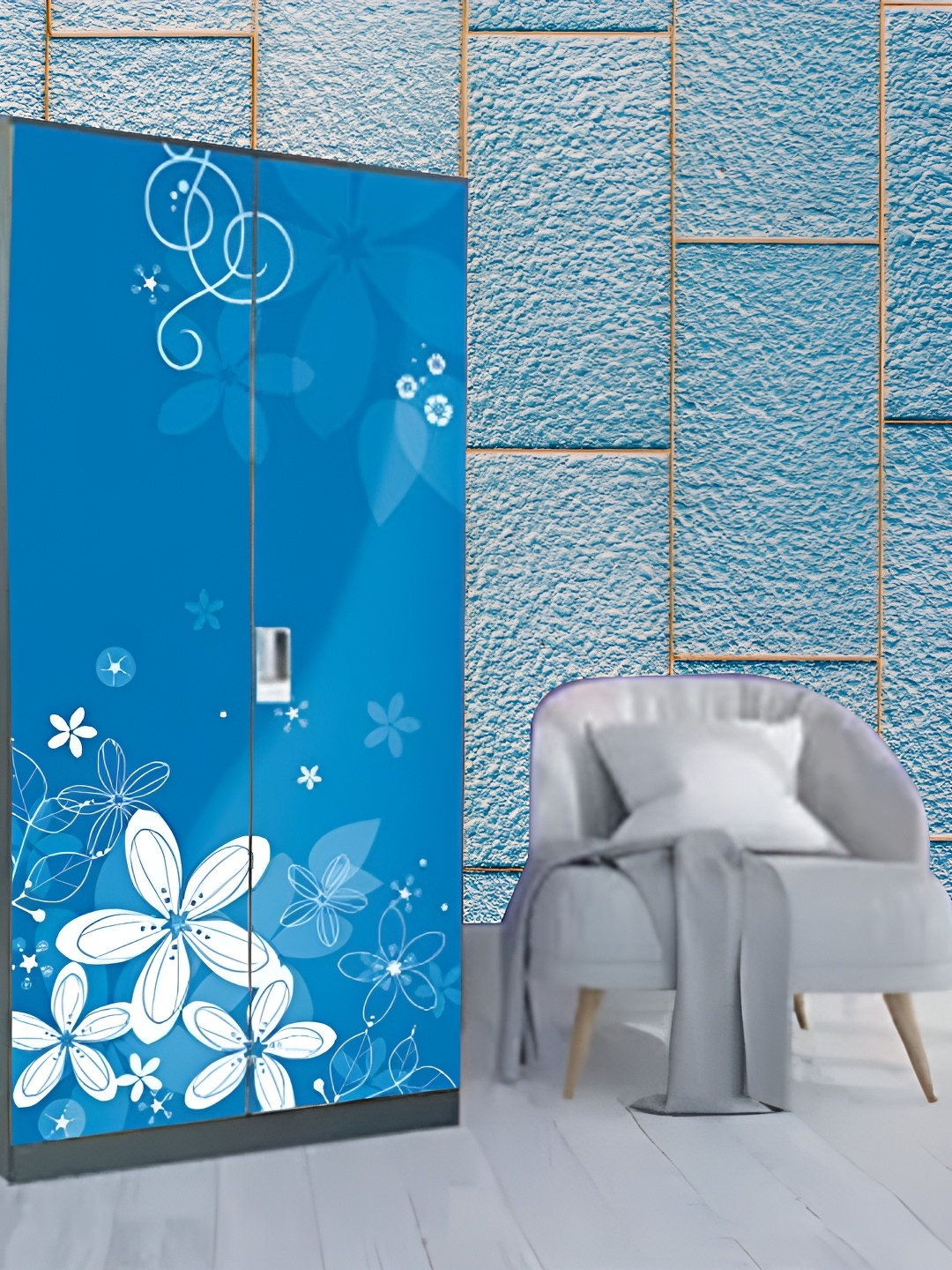 

Aura Blue & Beige Printed 3D Printed Self Adhesive Wall Sticker