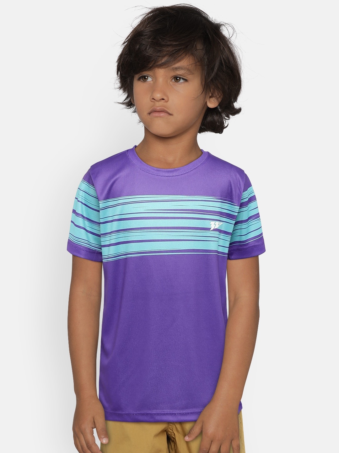 

321 Sportswear Boys Purple Printed Round Neck T-shirt