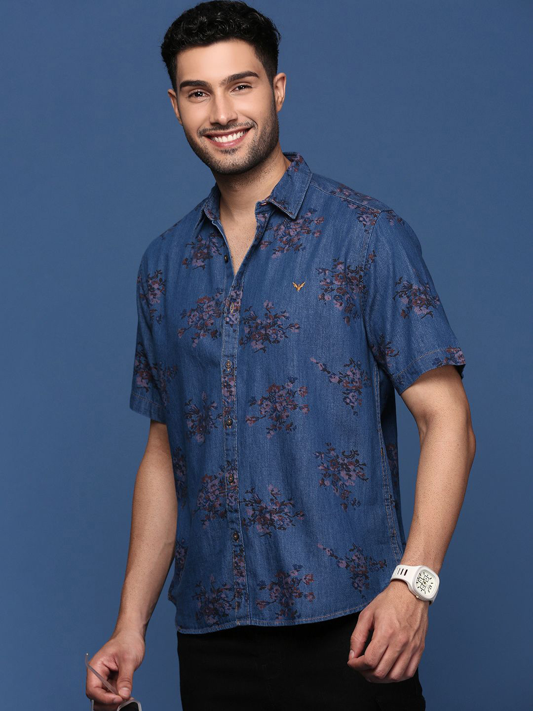 

SHOWOFF Men Standard Slim Fit Floral Opaque Printed Casual Shirt, Blue