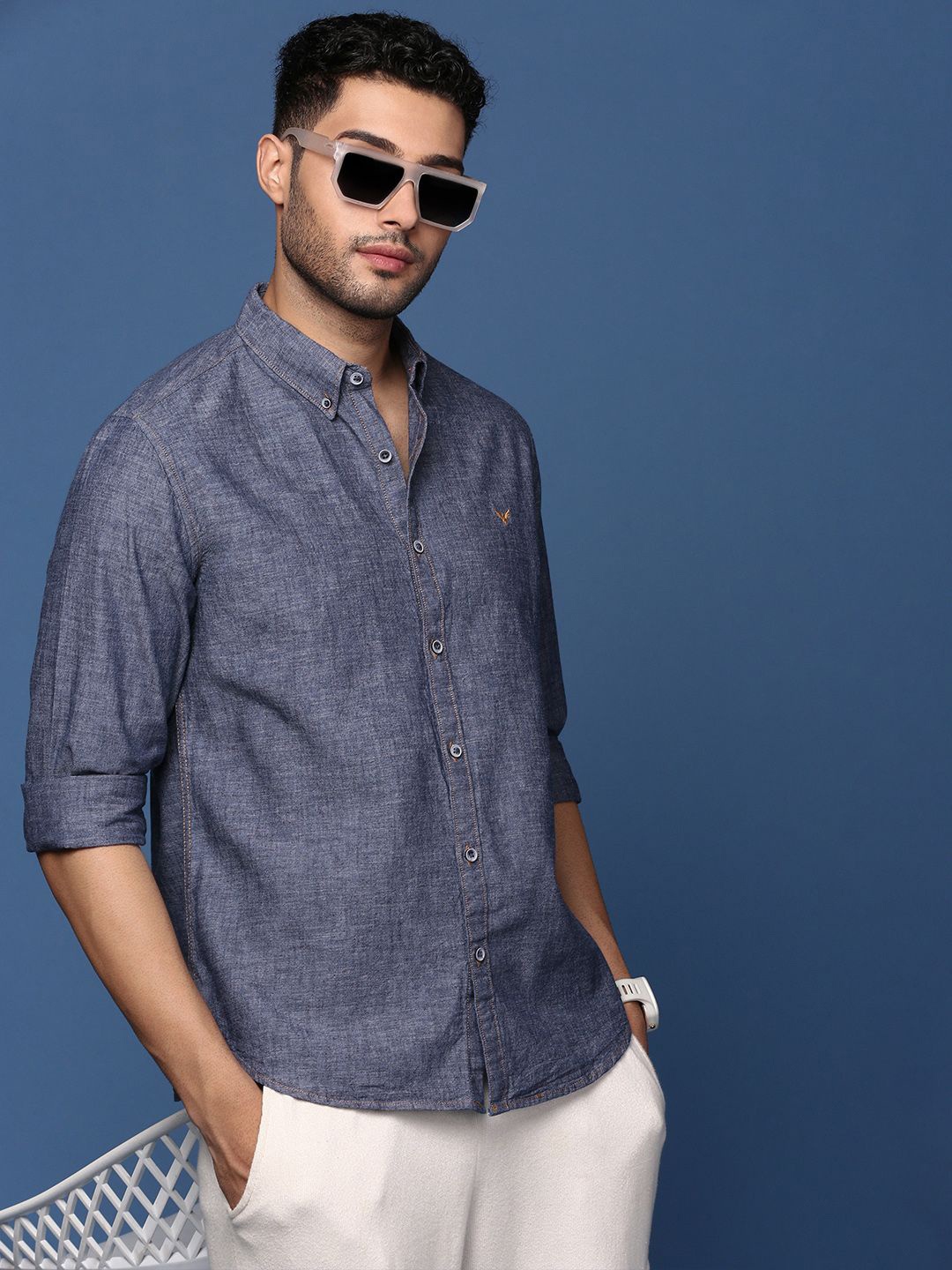 

SHOWOFF Men Standard Slim Fit Opaque Casual Shirt, Blue