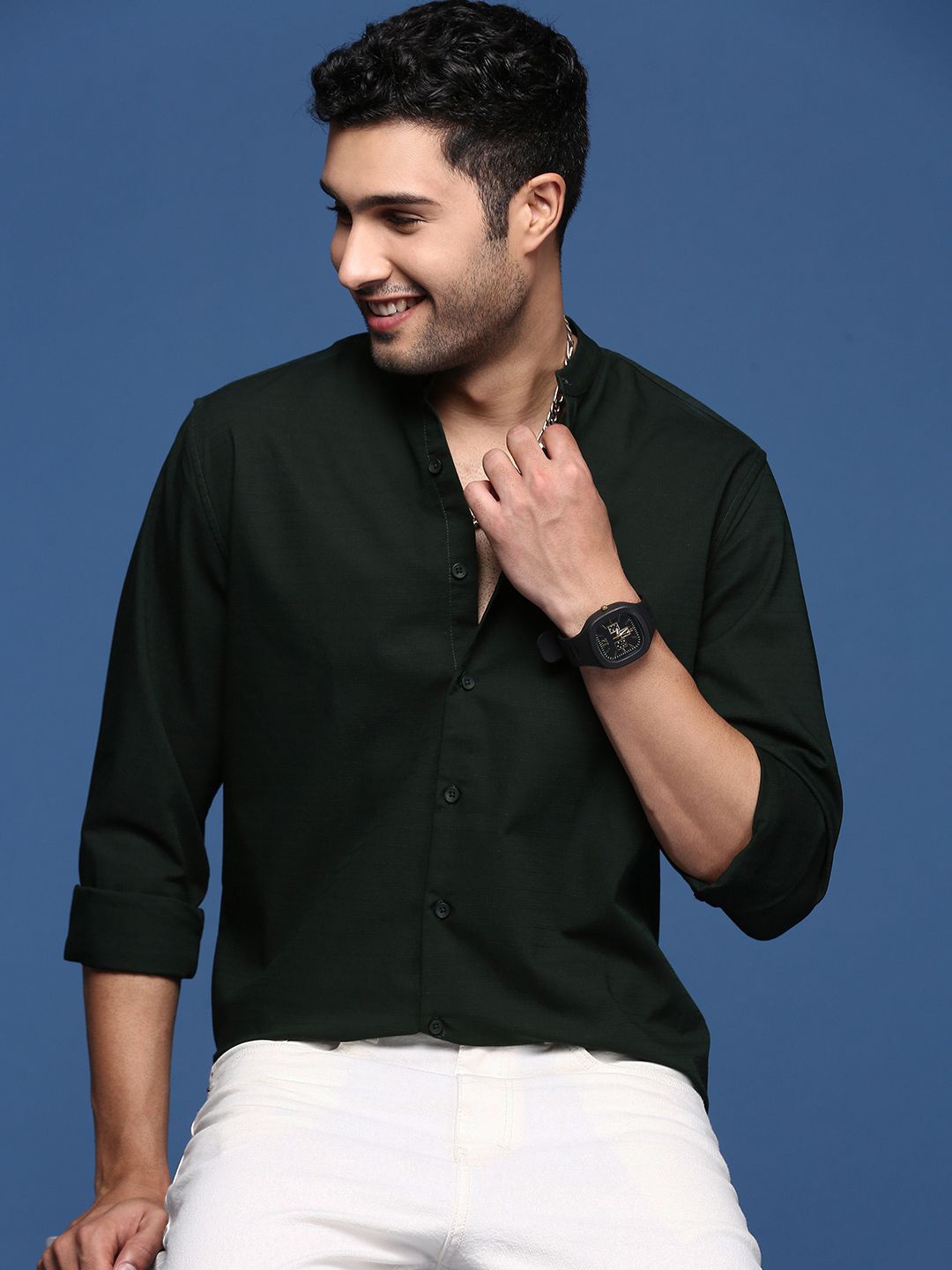 

SHOWOFF Men Standard Slim Fit Opaque Casual Shirt, Black