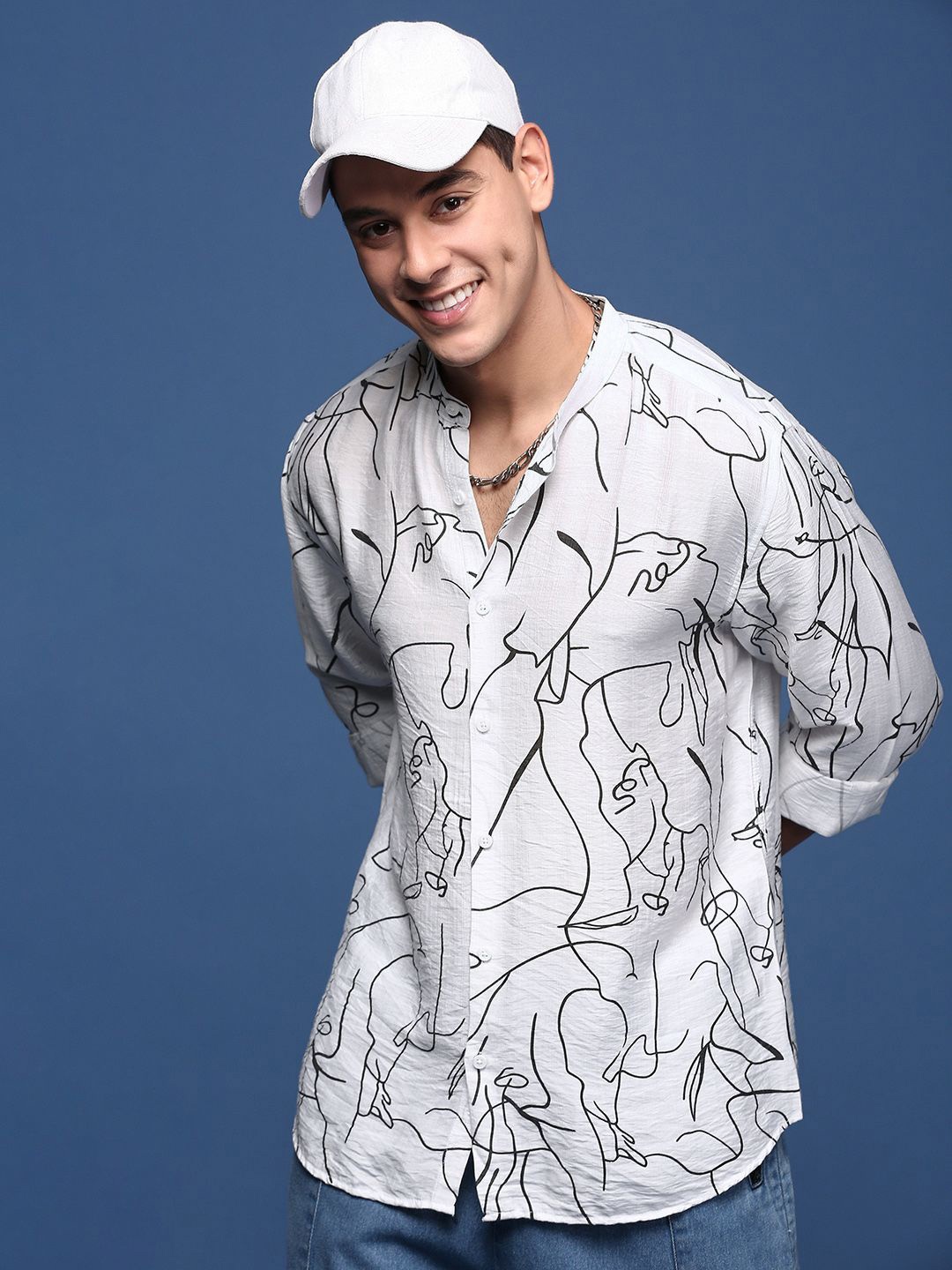 

SHOWOFF Men Premium Slim Fit Opaque Printed Casual Shirt, White