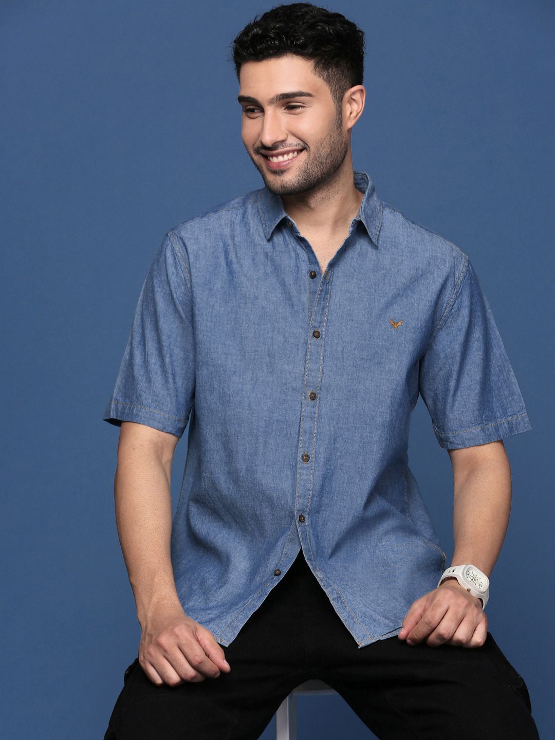 

SHOWOFF Men Standard Slim Fit Opaque Casual Shirt, Blue