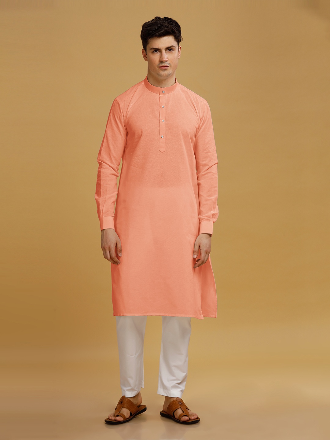 

Anouk Pure Cotton Solid Kurta, Coral