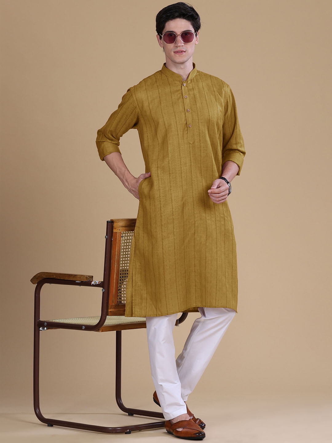 

Anouk Thread Work Kurta, Mustard