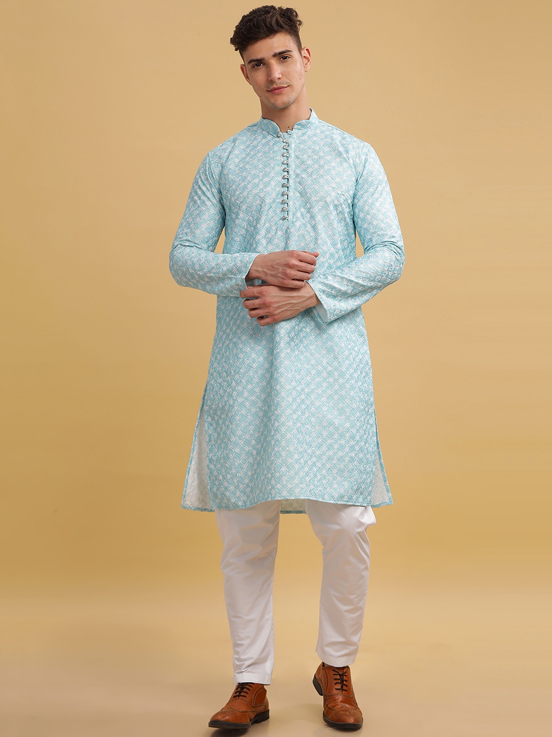 

Anouk Ethnic Motifs Embroidery Pure Cotton Straight Kurta, Blue