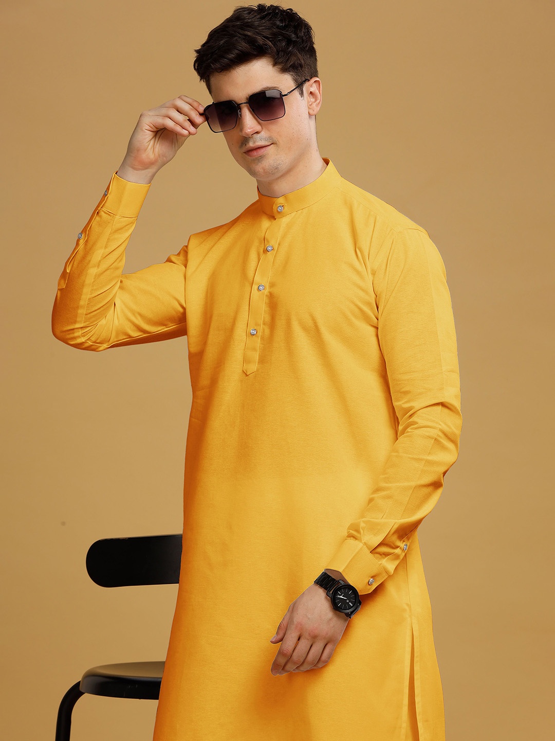 

Anouk Pure Cotton Solid Kurta, Yellow