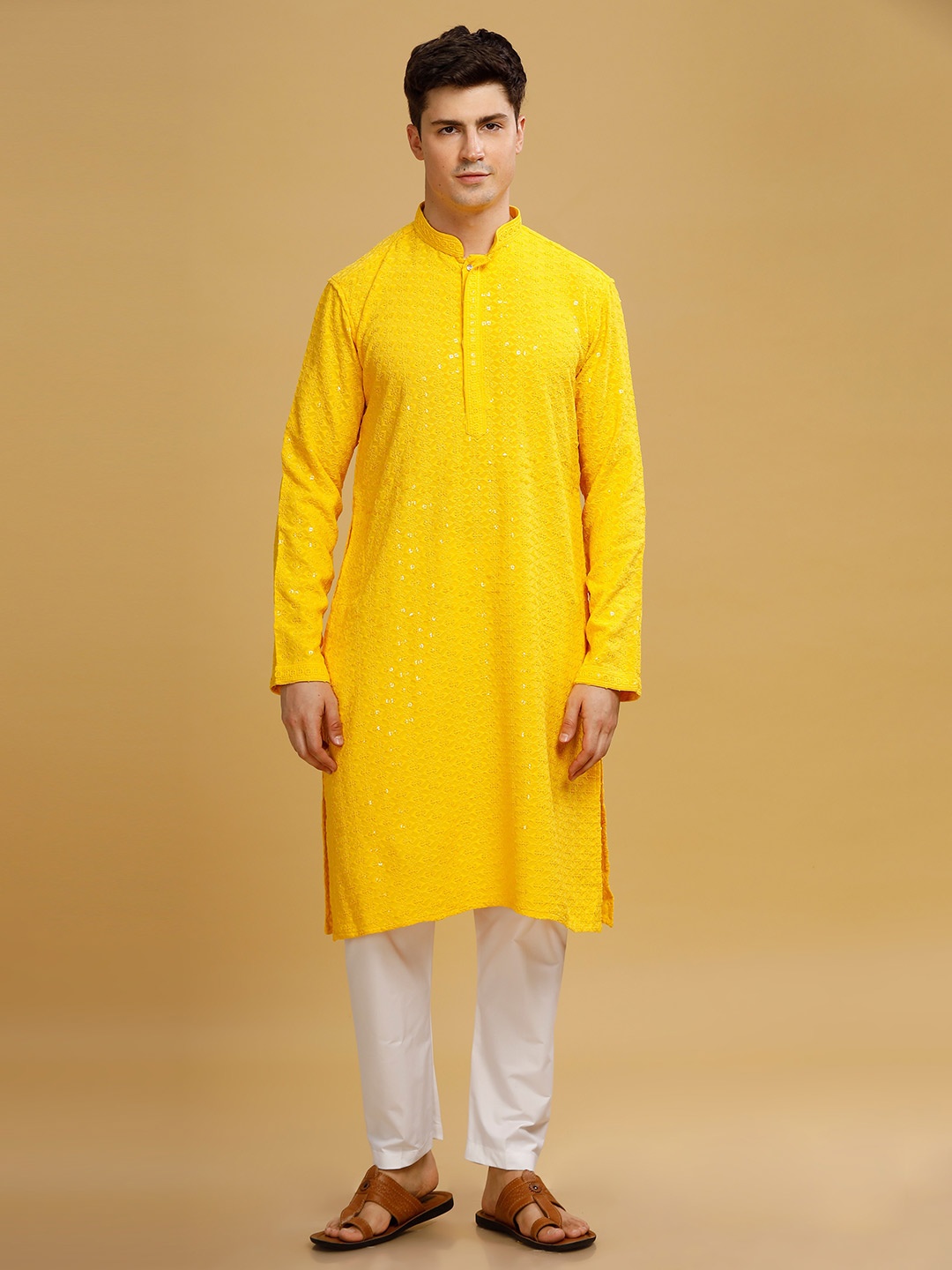 

Anouk Pure Cotton Geometric Sequence Embroidered Kurta, Yellow