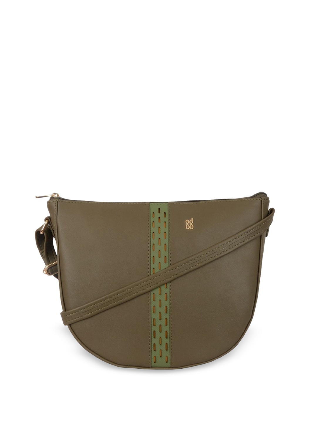 

Baggit PU Half Moon Sling Bag with Tasselled, Green