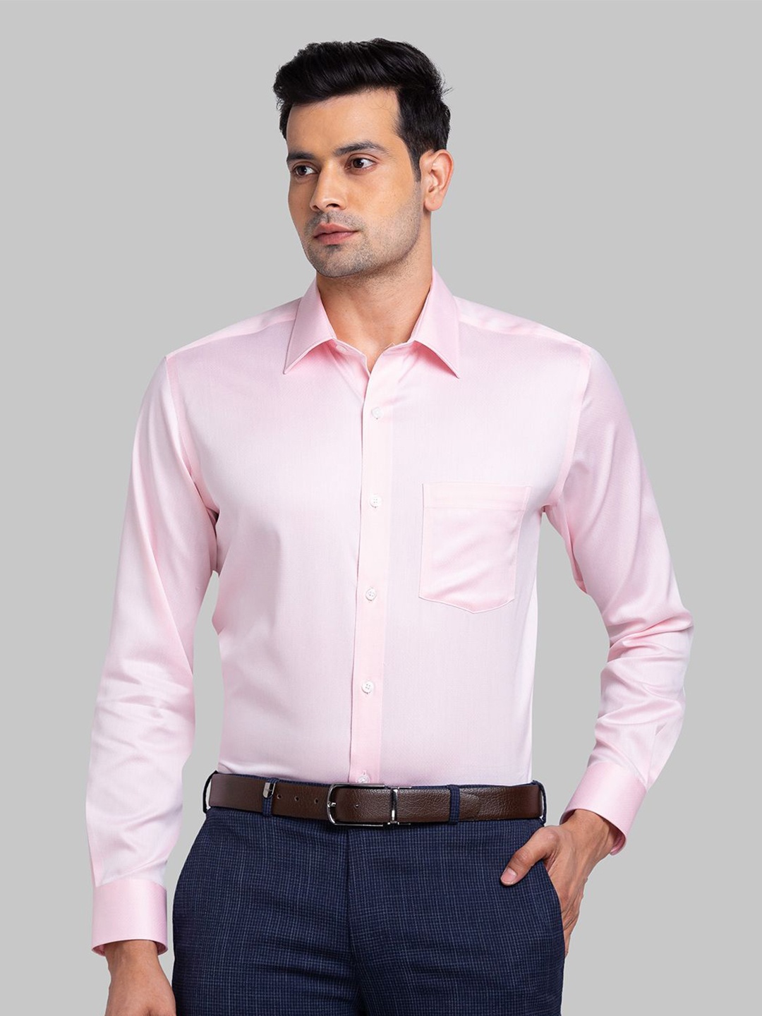 

Park Avenue Men Opaque Solid Spread Collar Formal Shirt, Pink