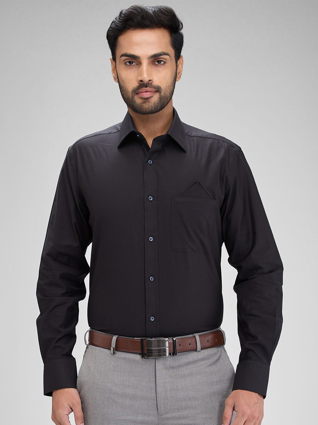 

Park Avenue Men Solid Opaque Casual Shirt, Black