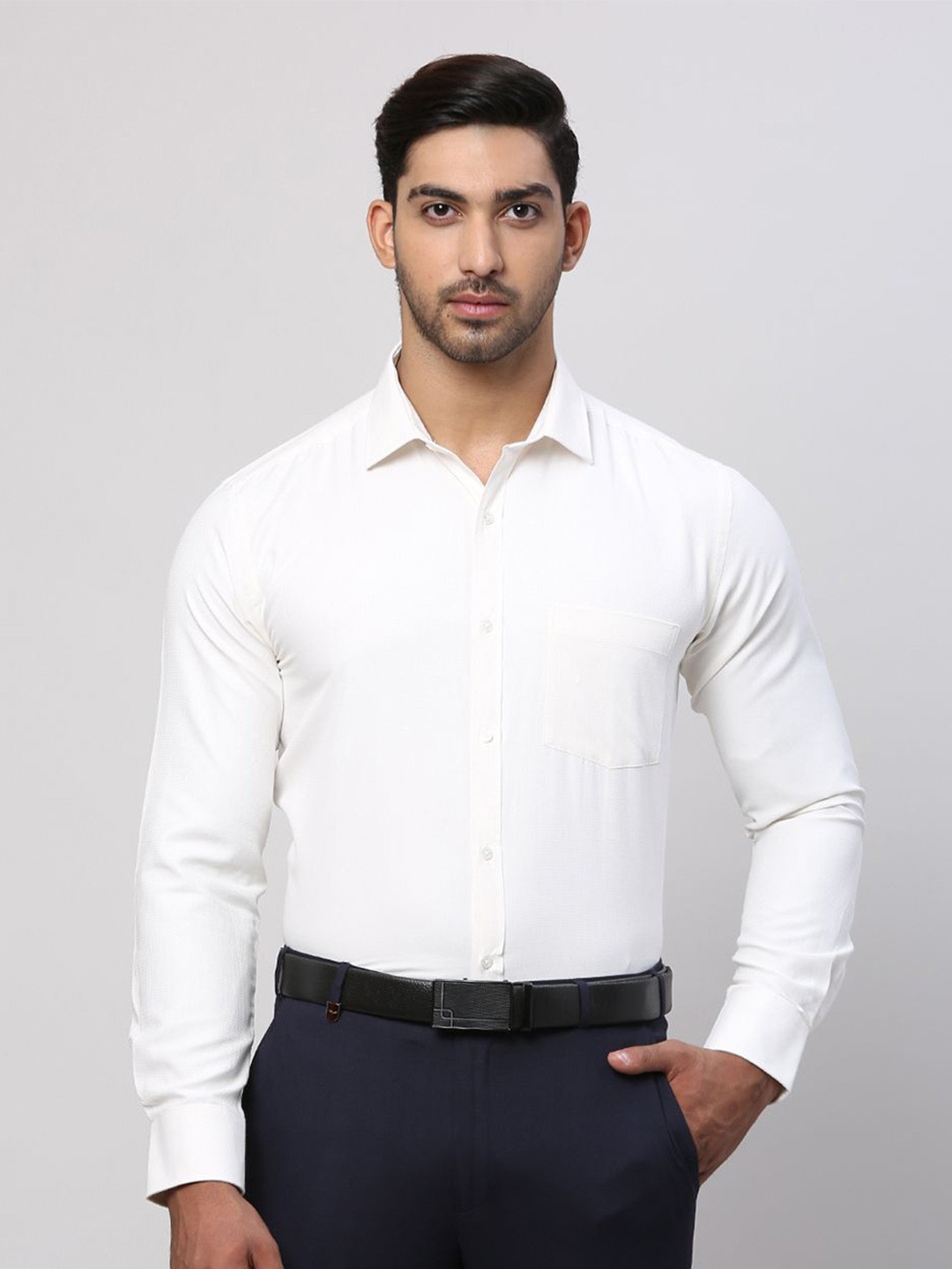 

Park Avenue Men Slim Fit Opaque Spread Collar Formal Shirt, White