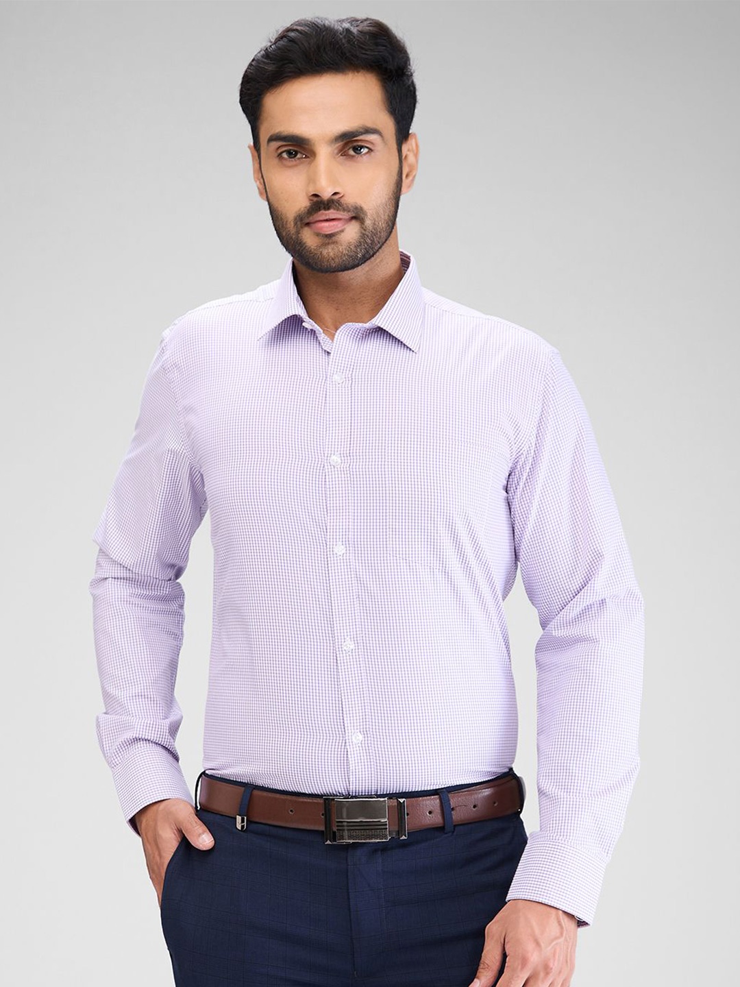 

Park Avenue Men Slim Fit Micro Checks Opaque Checked Casual Shirt, Violet