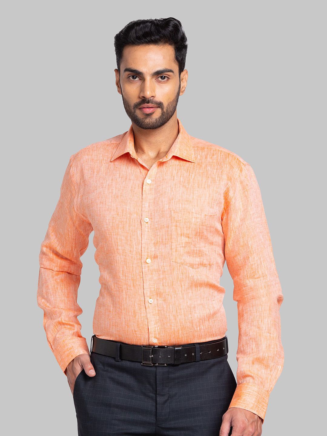 

Park Avenue Men Slim Fit Opaque Solid Spread Collar Formal Shirt, Orange