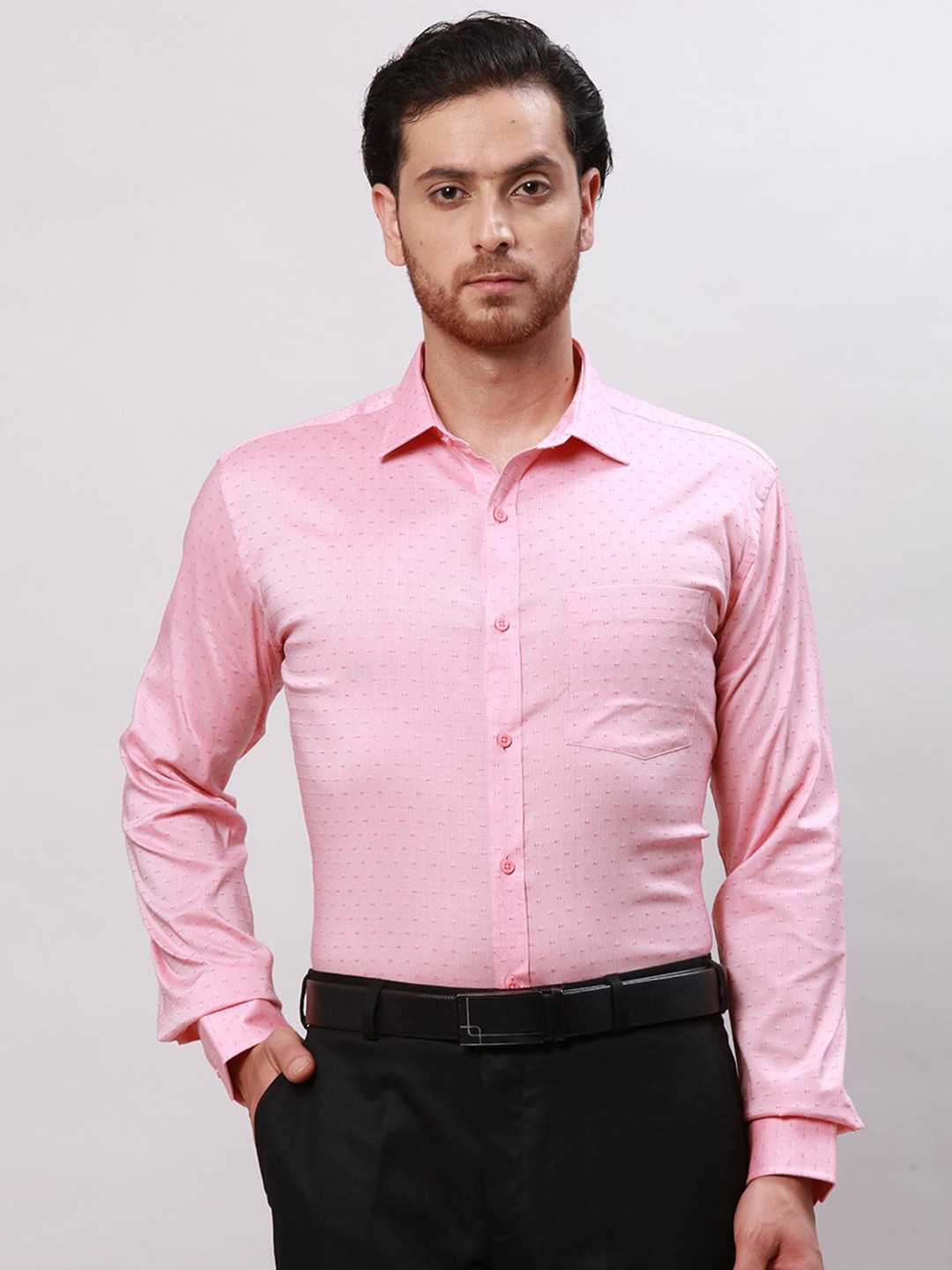 

Park Avenue Men Micro Ditsy Printed Opaque Slim Fit Spread Collar Formal Shirt, Pink