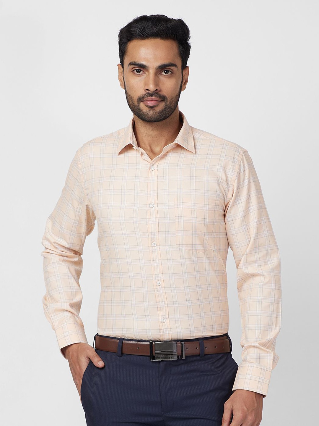 

Park Avenue Men Slim Fit Opaque Checked Casual Shirt, Orange