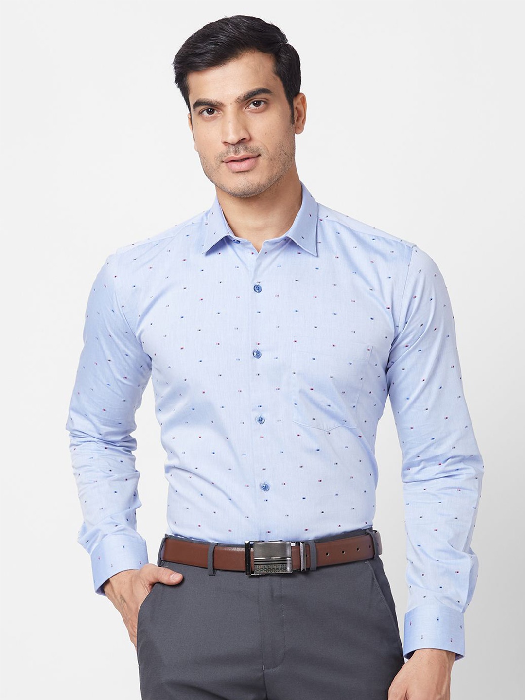 

Park Avenue Men Slim Fit Opaque Printed Casual Shirt, Blue