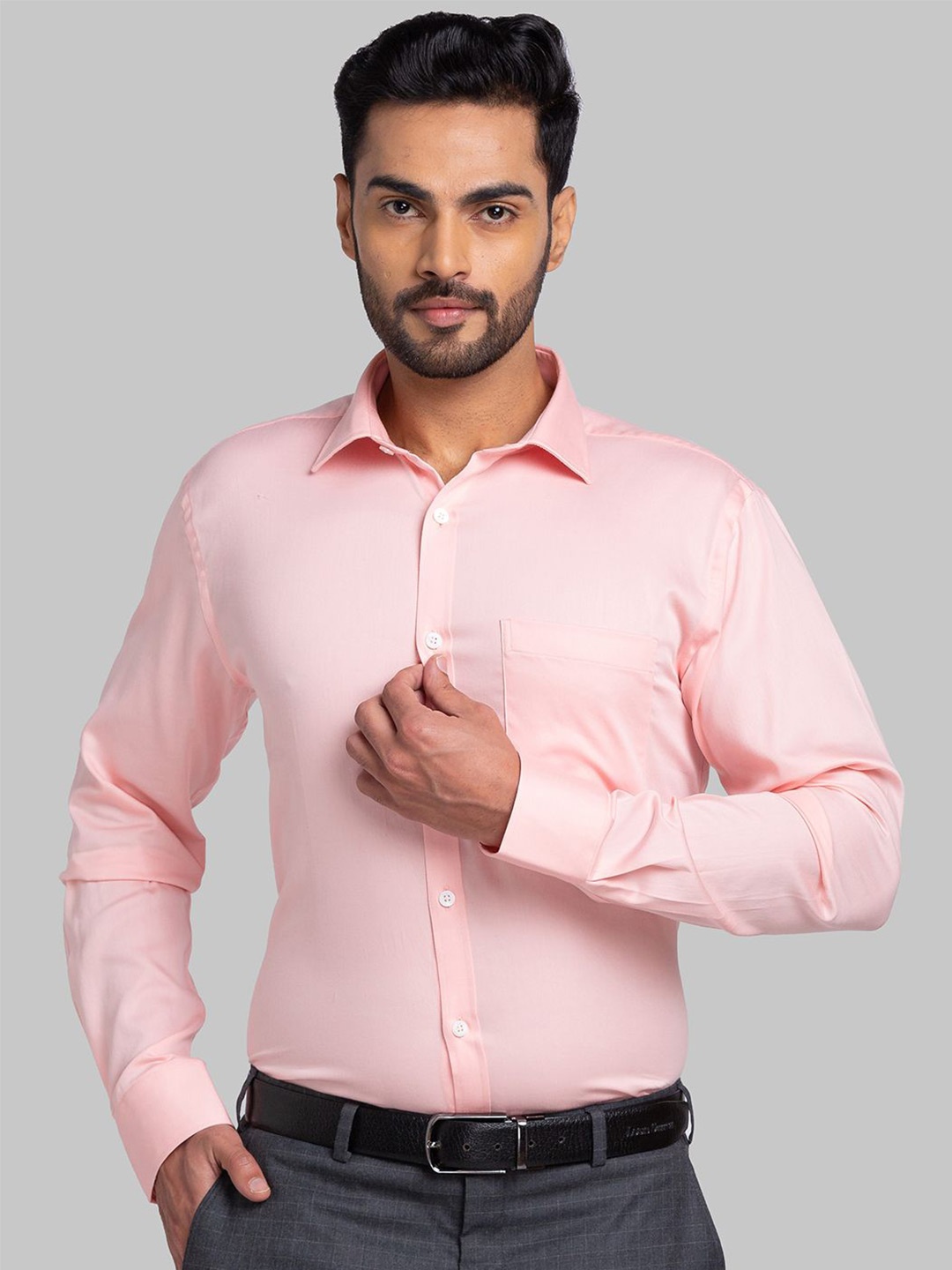 

Park Avenue Men Opaque Solid Slim Fit Spread Collar Formal Shirt, Pink