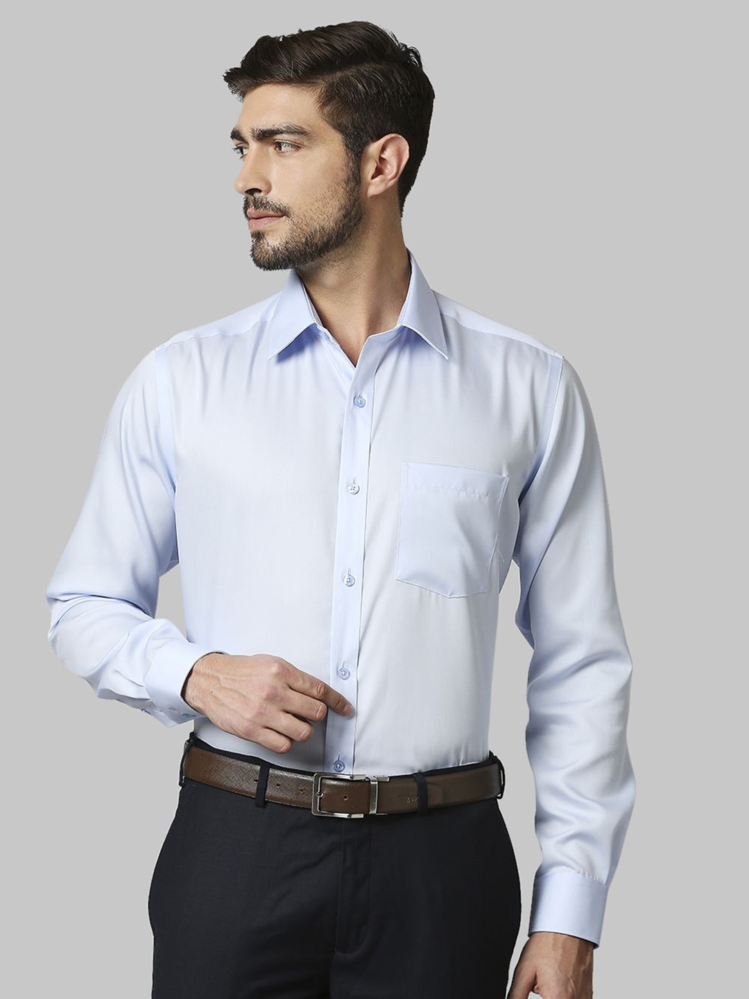 

Park Avenue Men Opaque Spread Collar Formal Shirt, Blue