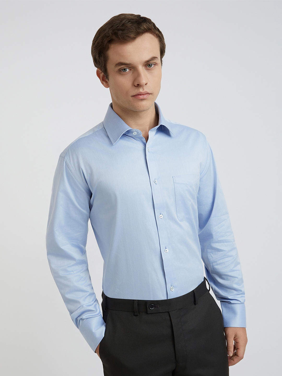 

Park Avenue Men Opaque Spread Collar Formal Shirt, Blue
