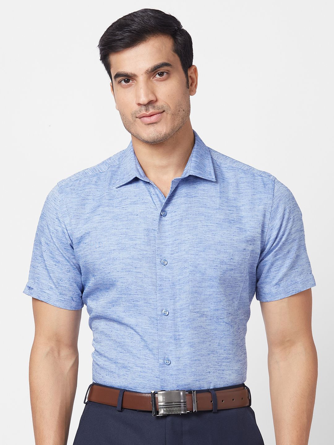 

Park Avenue Men Opaque Solid Spread Collar Formal Shirt, Blue