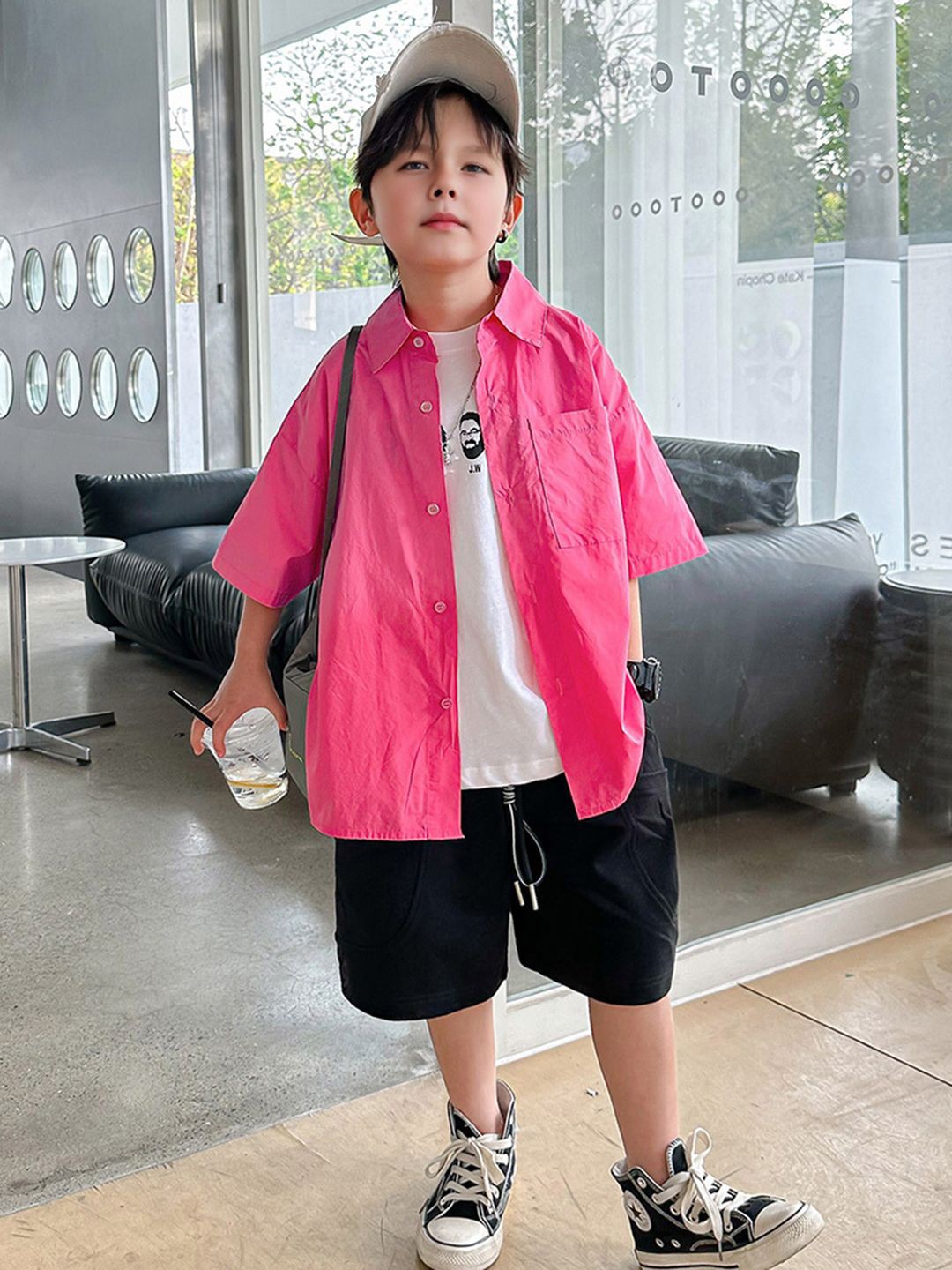 

INCLUD Boys Opaque Striped Casual Shirt, Pink