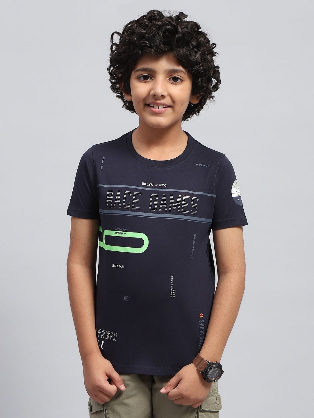 Monte Carlo Boys Typography Printed T-shirt, Navy blue