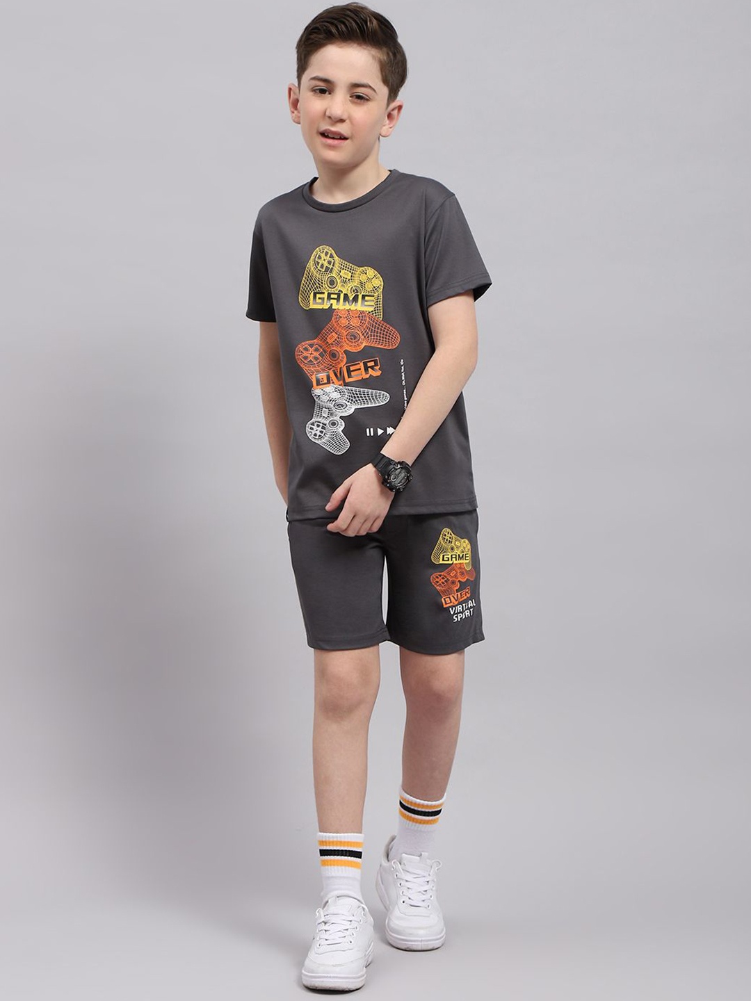 

Monte Carlo Boys Printed T-shirt with Shorts, Grey