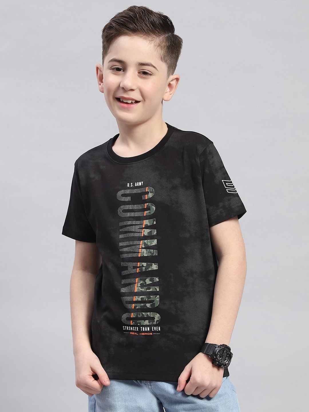 

Monte Carlo Boys Typography Printed T-shirt, Black