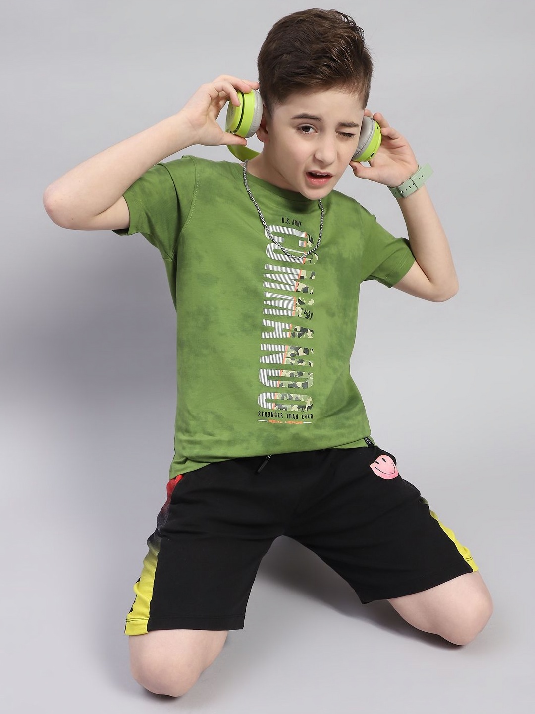 Monte Carlo Boys Typography Printed T-shirt, Green
