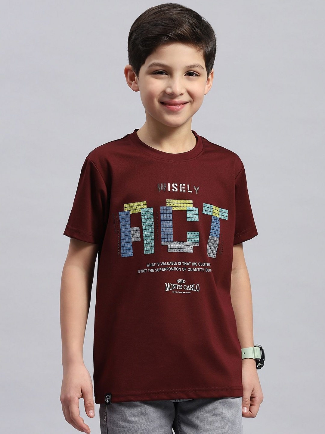 

Monte Carlo Boys Typography Printed T-shirt, Maroon