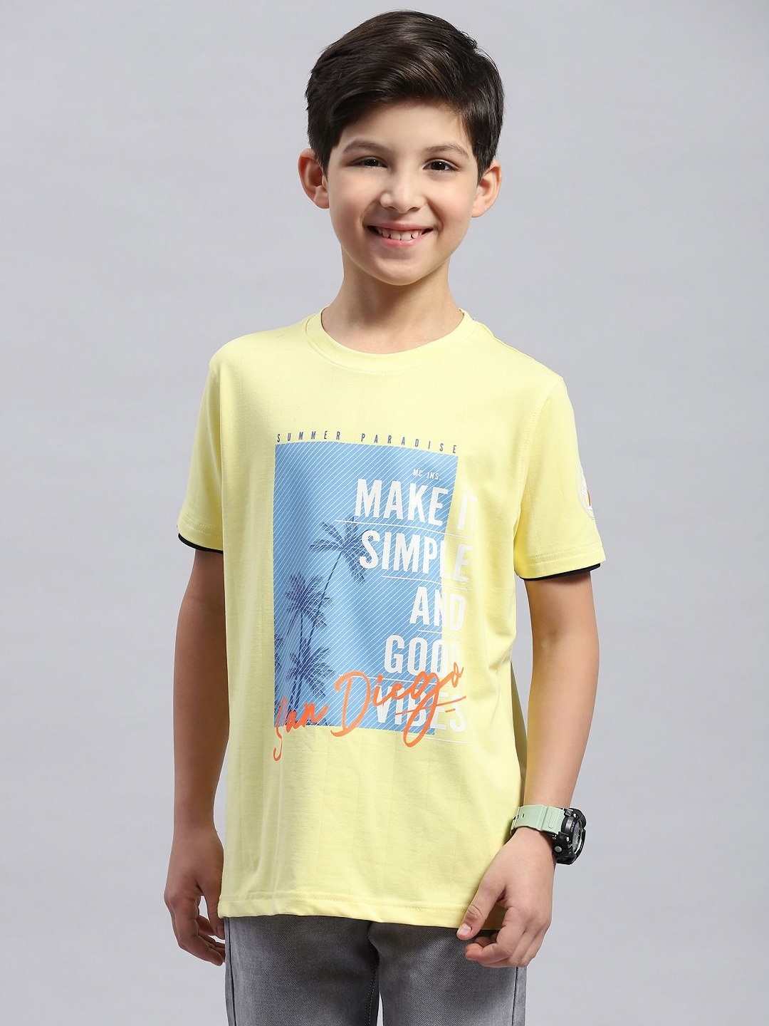 

Monte Carlo Boys Typography Printed T-shirt, Yellow