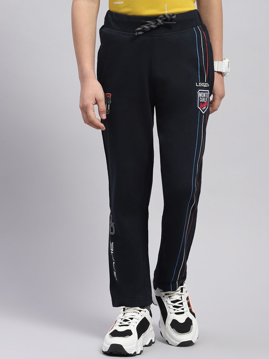 

Monte Carlo Printed Mid Rise Track Pants, Black