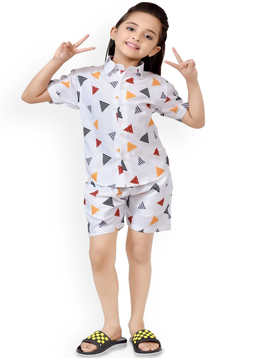 

BAESD Printed Pure Cotton Shirt with Shorts, White