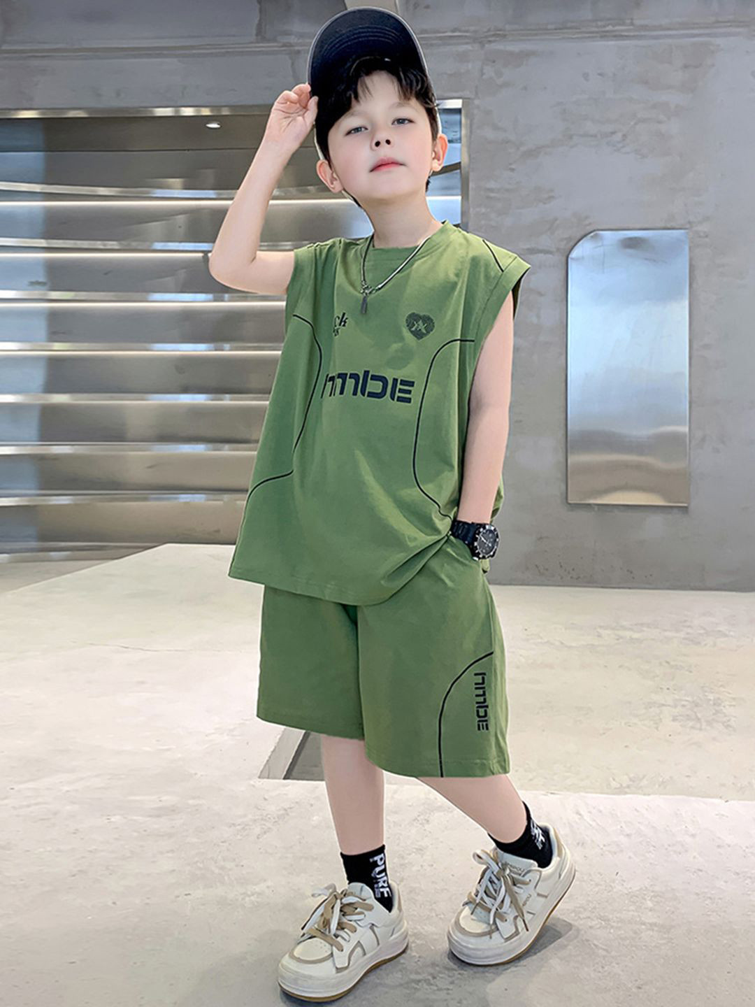 

INCLUD Boys Printed T-shirt with Shorts, Green
