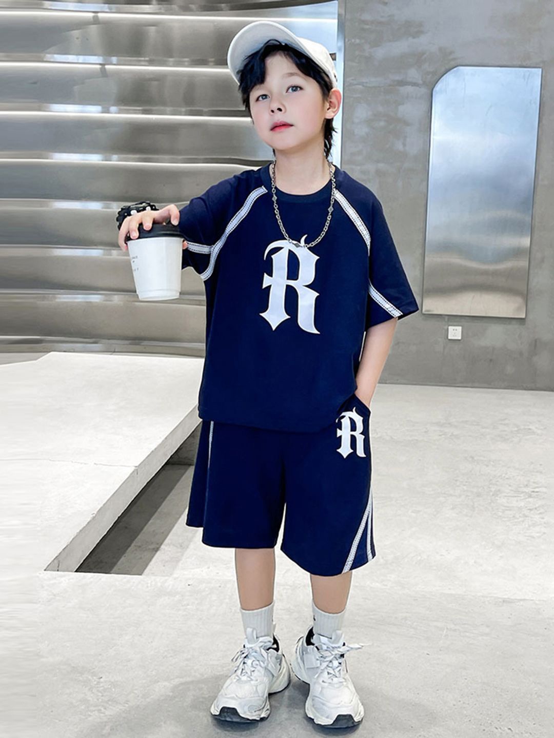 

INCLUD Boys Printed T-shirt with Shorts, Blue