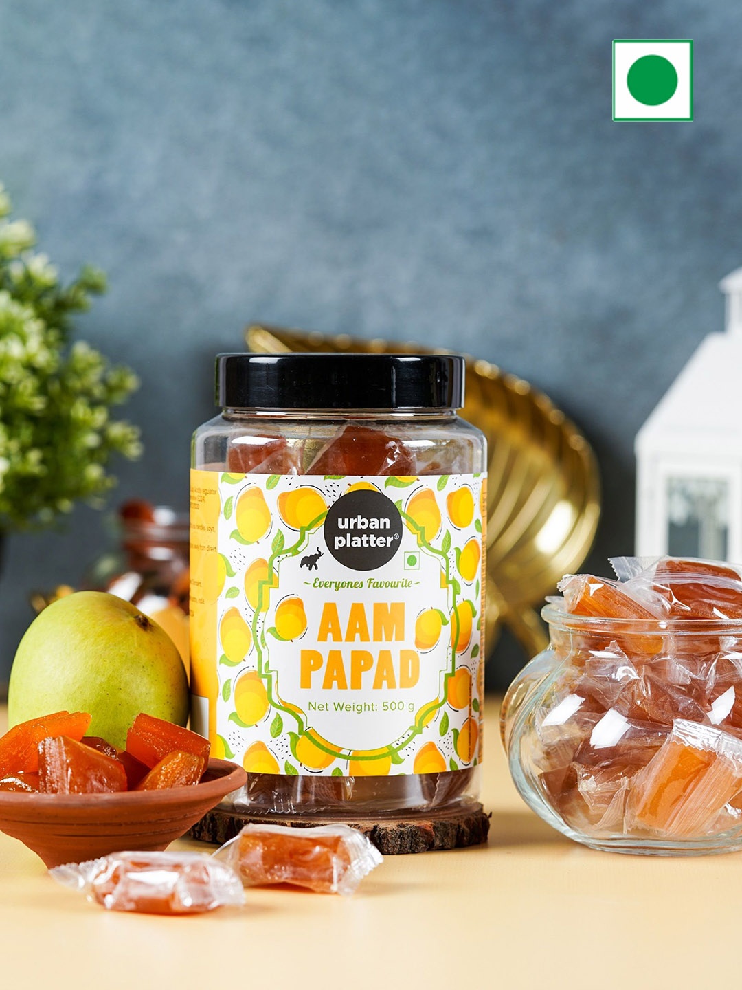 

URBAN PLATTER Aam Papad Sweet Snacks-500g, Orange