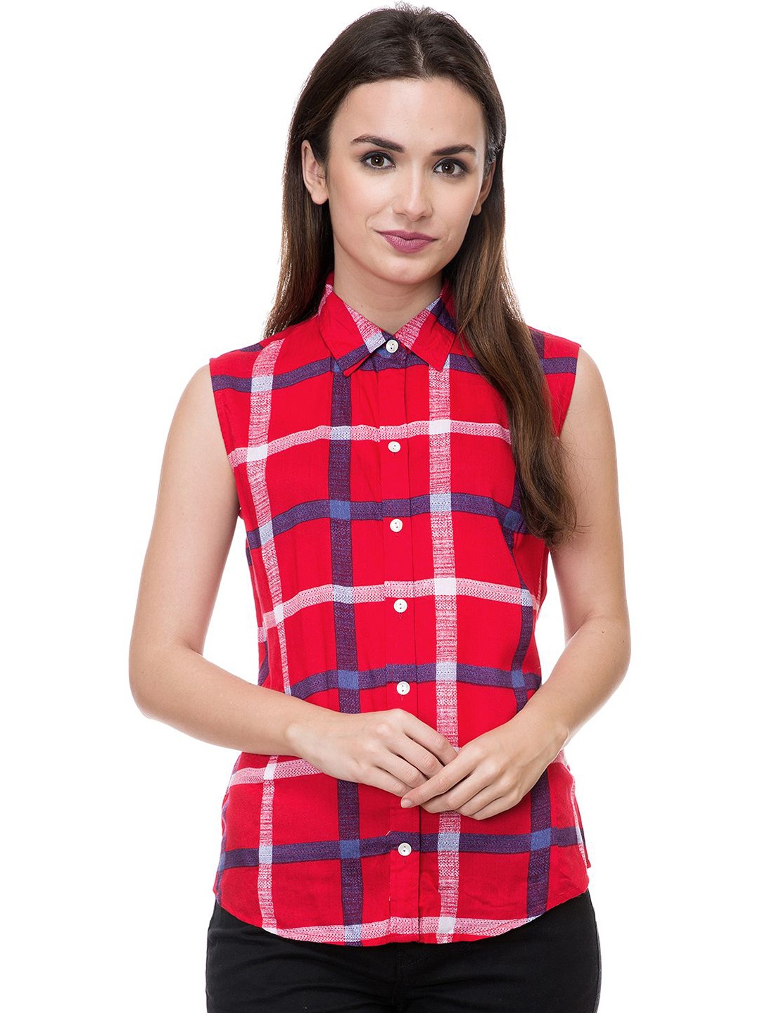 

DressBerry Women Smart Opaque Checked Party Shirt, Pink