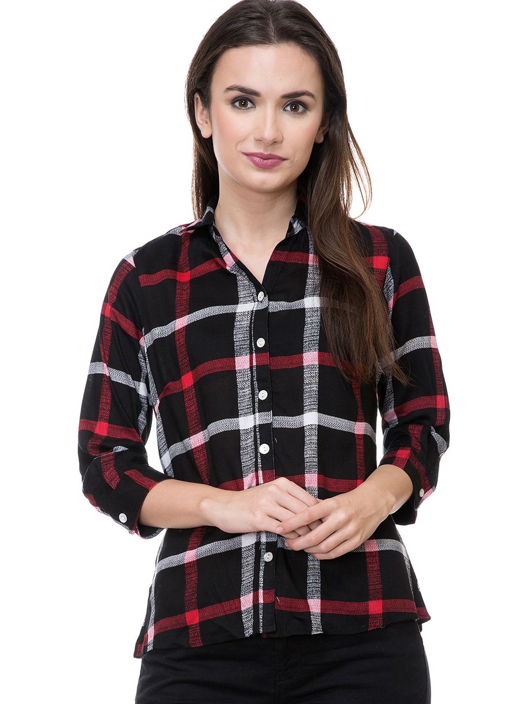 

DressBerry Women Smart Opaque Checked Party Shirt, Navy blue