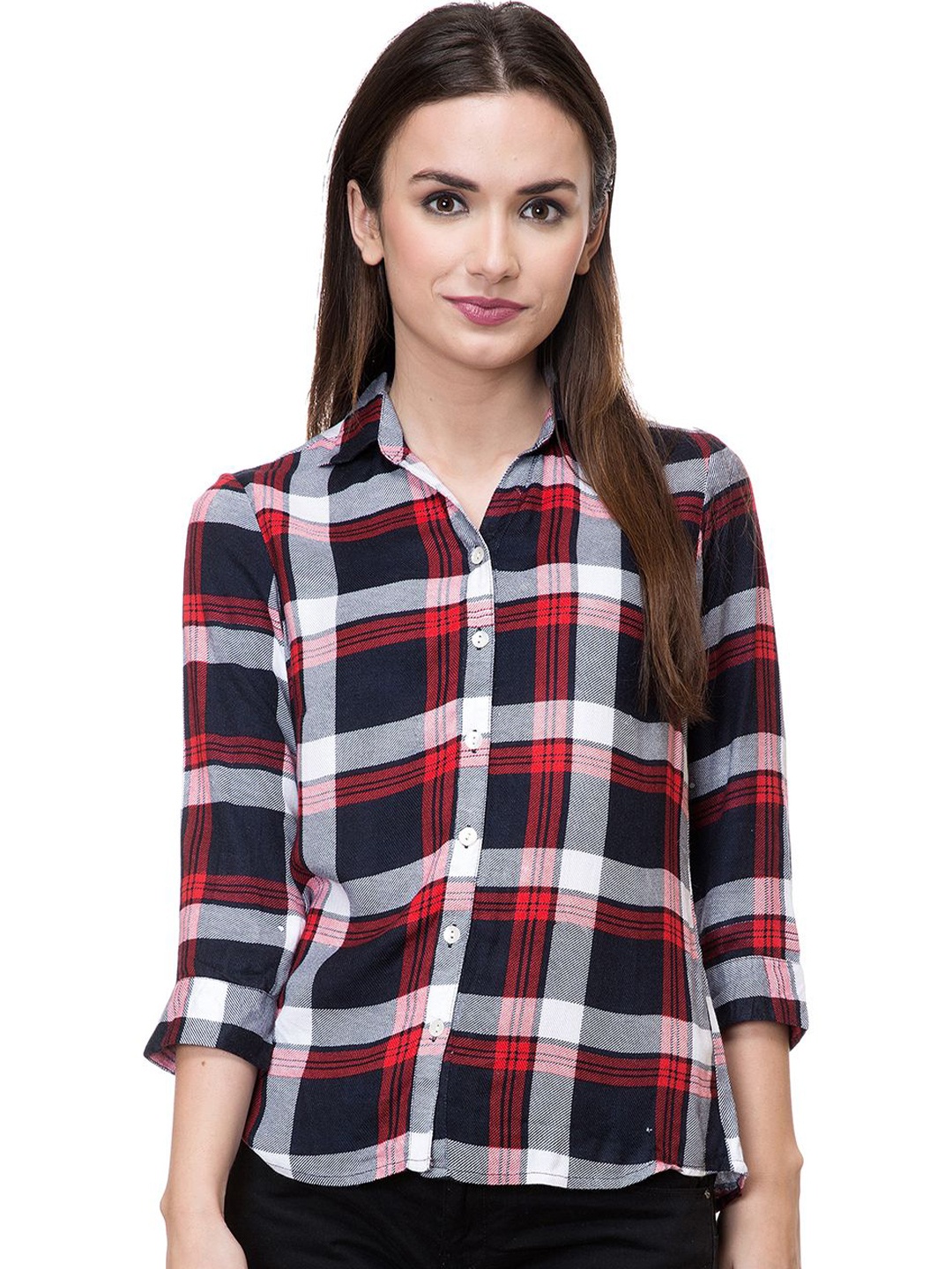 

DressBerry Women Smart Opaque Checked Party Shirt, Black