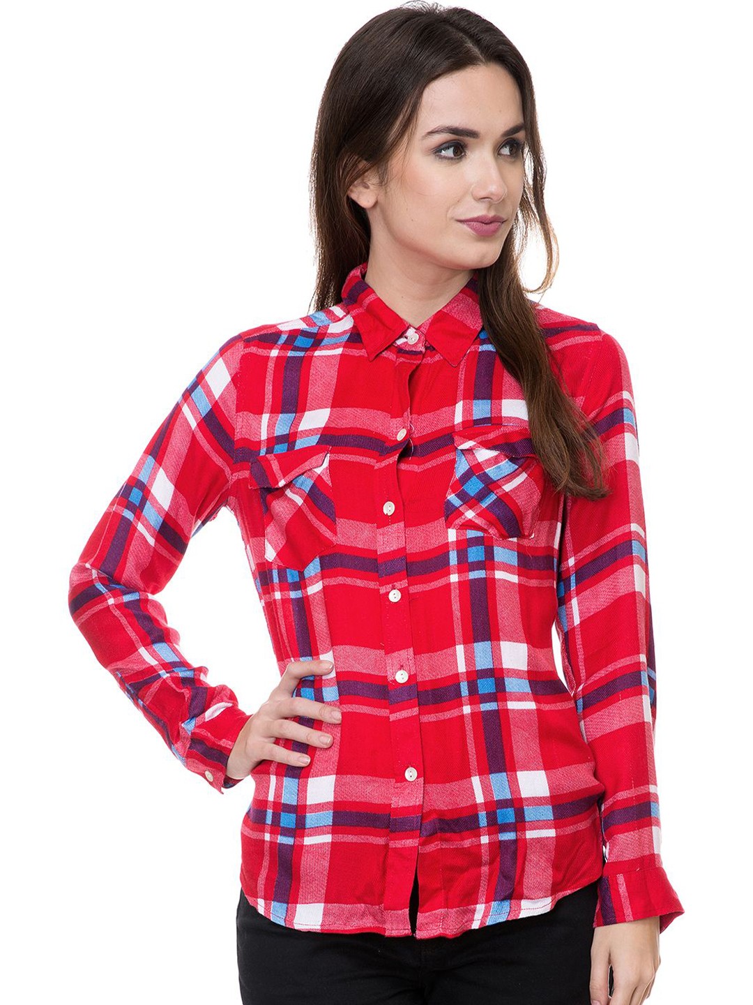 

DressBerry Women Smart Opaque Checked Party Shirt, Red