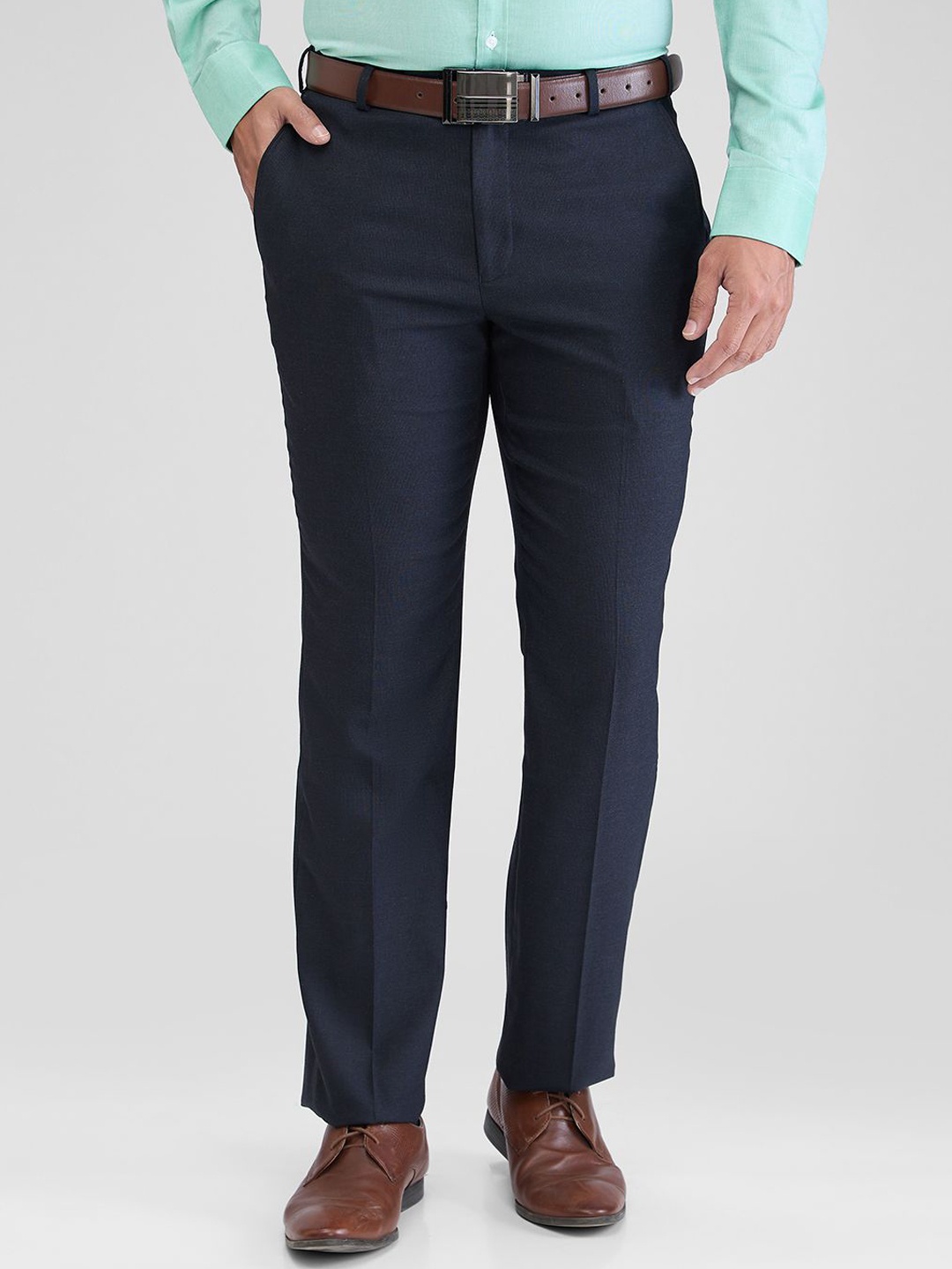 

Park Avenue Men Mid-Rise Regular Fit Formal Trousers, Blue